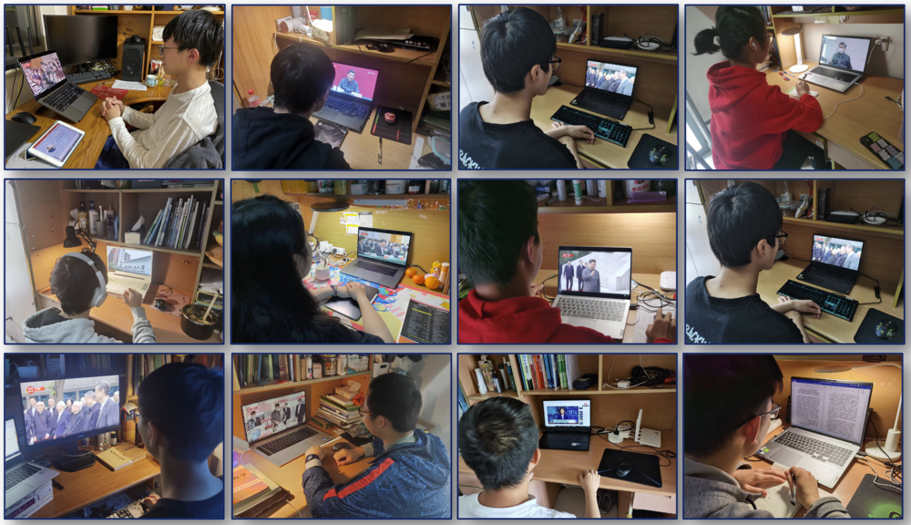 學生在寢室認真學習習近平總書記重要講話精