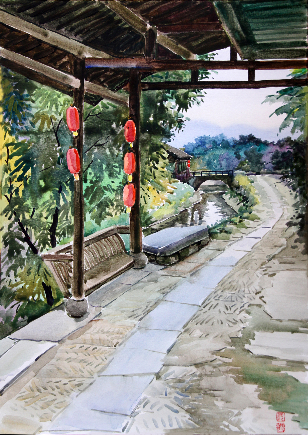 水彩 何日是歸年